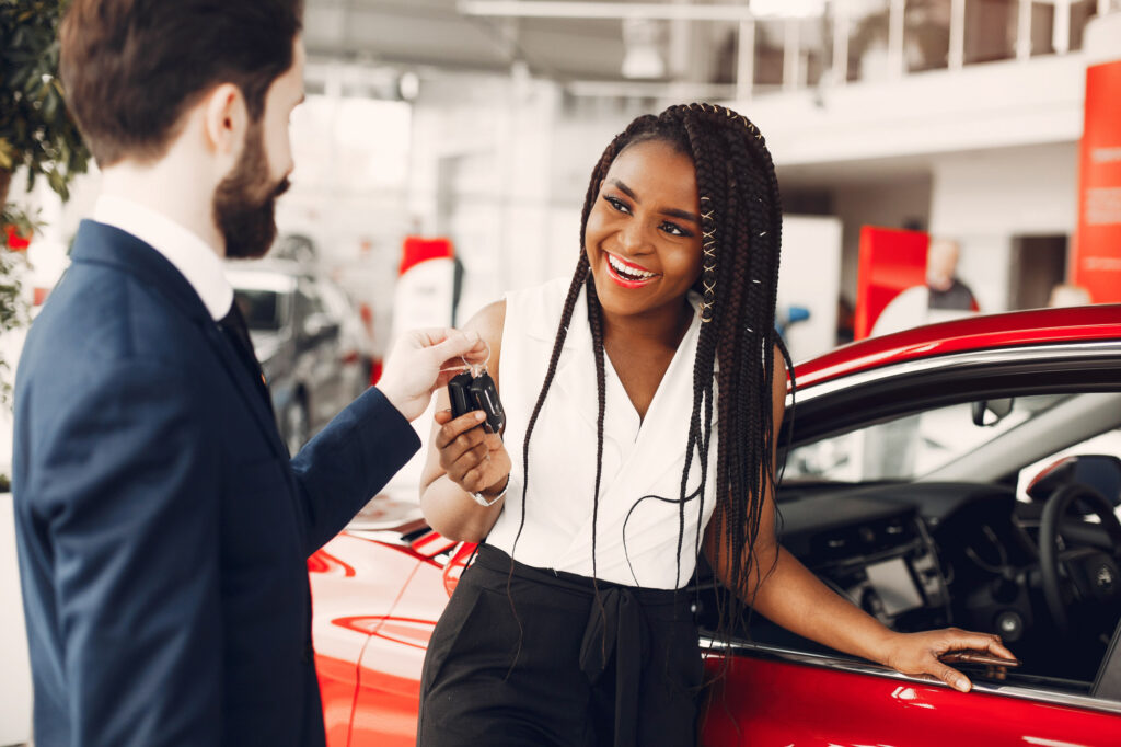 stylish black woman car salon